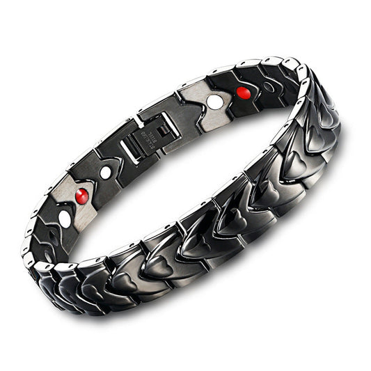 Bracelet en acier inoxydable titane avec aimants design cœur - Kronos