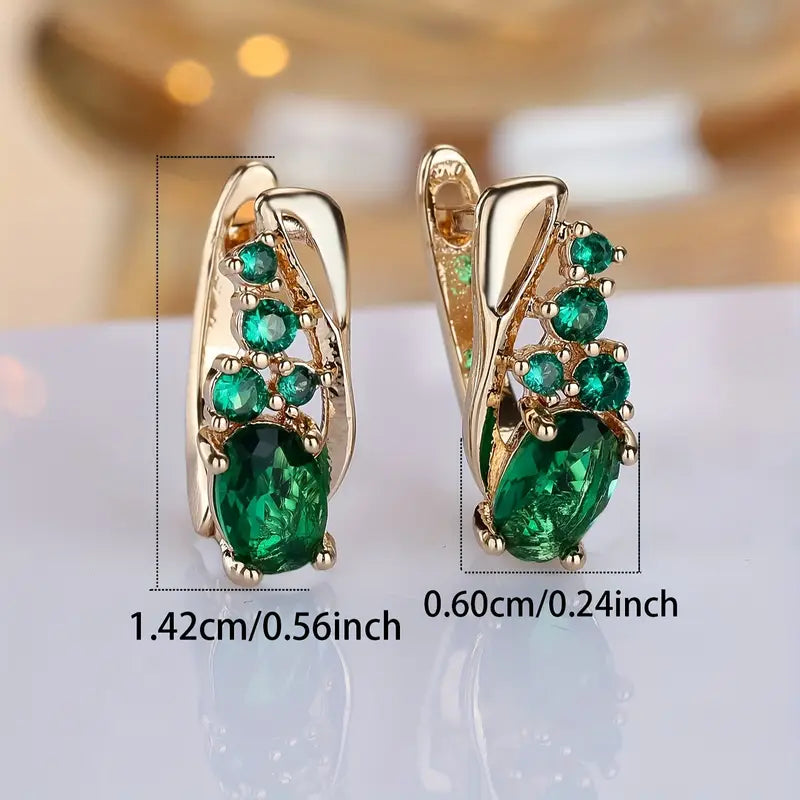 Boucles d'oreilles en or avec pierres ovales vertes - Loredana