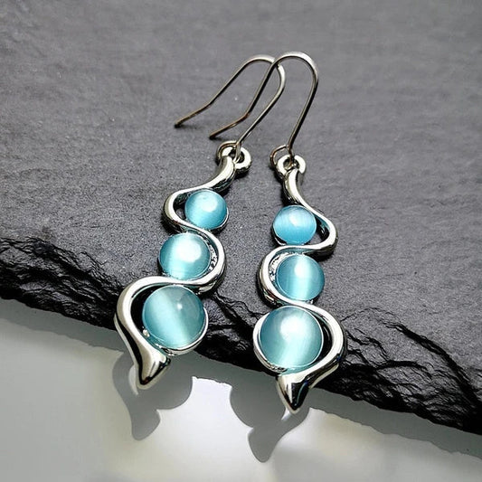 Boucles D'Oreilles Pendantes Cristal Bleu Édition Limitée Collection Élégance
