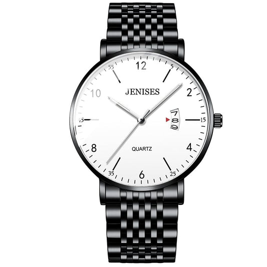 Montre Homme En Acier Inoxydable Cadran Numéroté Avec Grande Lisibilité, Boîtier Fin Et Bracelet À Maillons