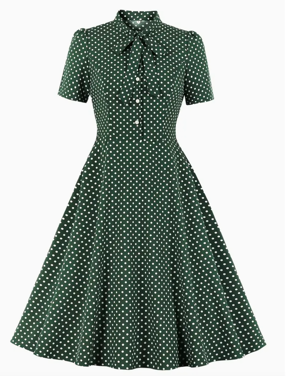 LENA - Robe polka élégante et vintage pour le printemps/été