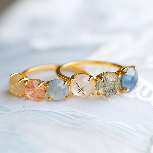 Bague vintage en pierres colorées