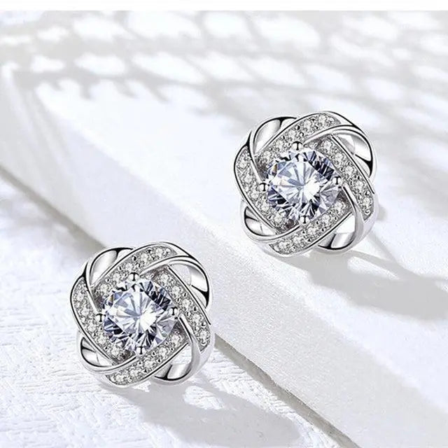 Boucles D Oreilles Spirale Florale En Argent 925 Et Cristal Collection Foi Élégance Exclusivité