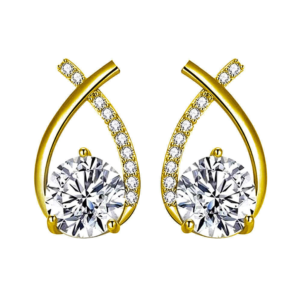 Boucles d'oreilles en or avec cristal serti et motif tressé - Alessa