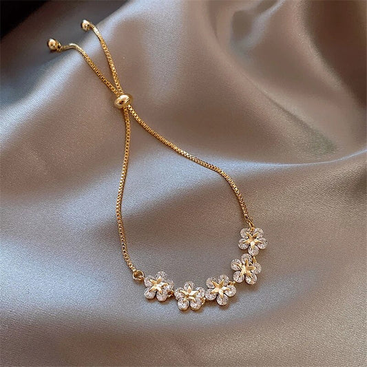 Bracelet réglable avec fleurs cristallisées - Leocadia
