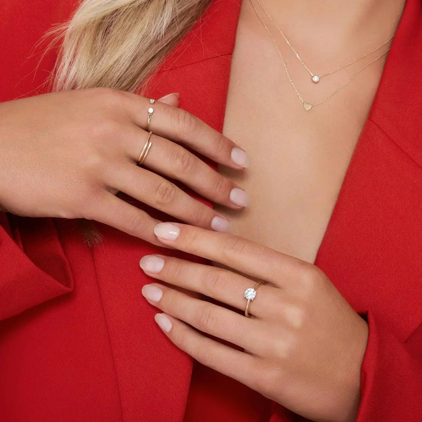 Bague solitaire en or avec zircon taillé en brillant - Fiorenza