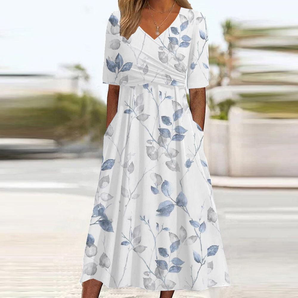 Wenja - Robe midi imprimé floral tendance et poches latérales