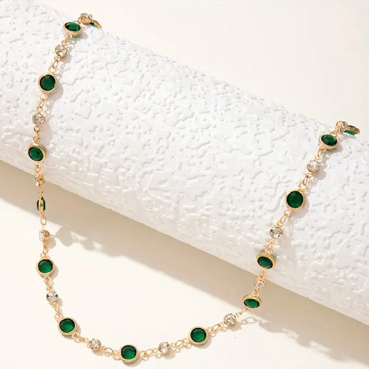 Bracelet de cheville en or avec cristaux verts - Amalia