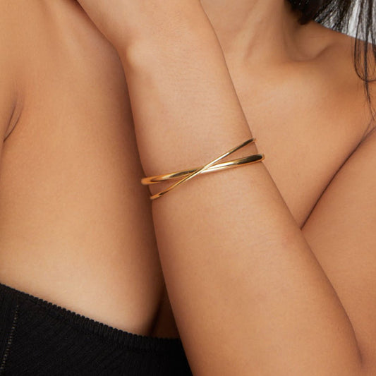 Bracelet rigide ouvert avec lignes tressées - Winona