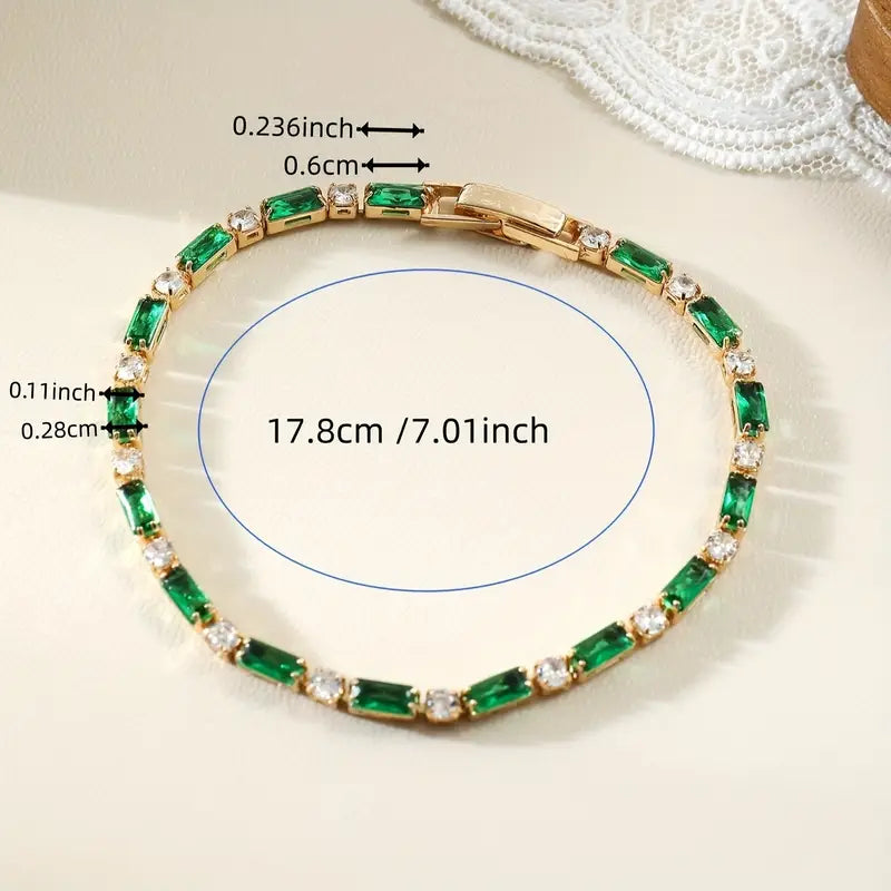 Bracelet en or avec pierres en forme d'émeraude - Armonia