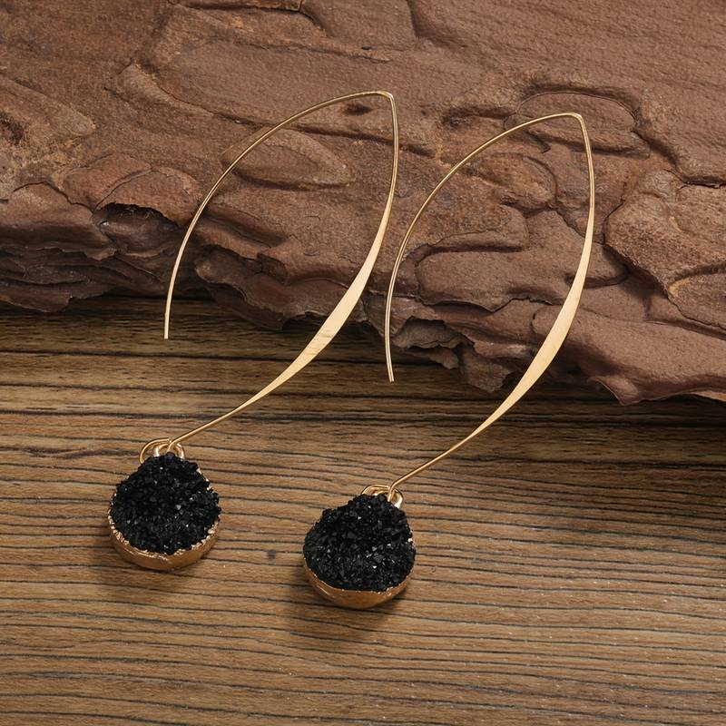 Boucles Doreilles Pendantes Noir Or Vintage Édition Limitée Exclusivité