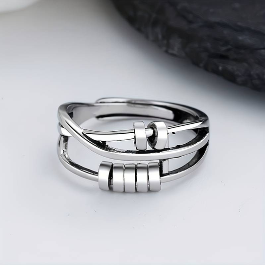 Bague de couche d'arbre en argent vintage