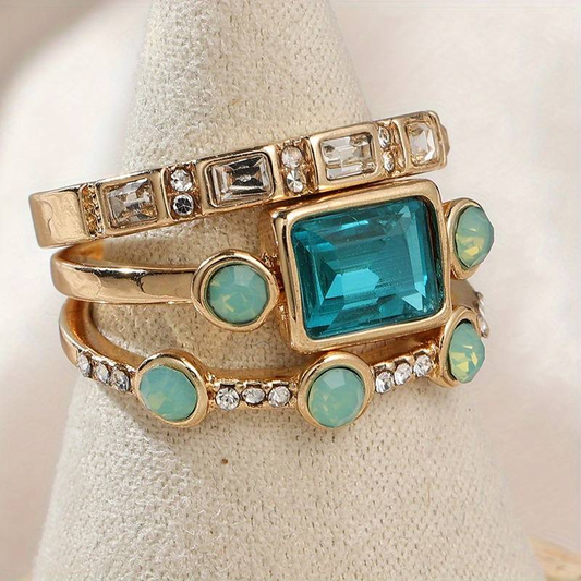 Bague vintage en cristal bleu