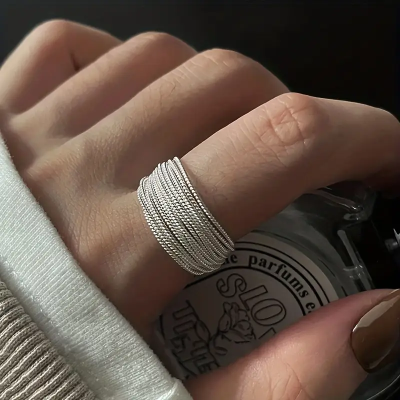 Bague superposée en argent brillant
