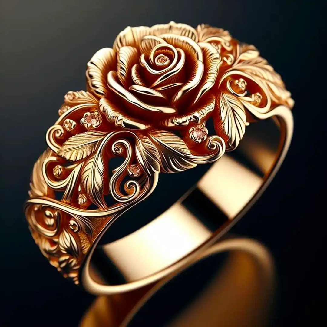 Anneau en forme de fleur d'or