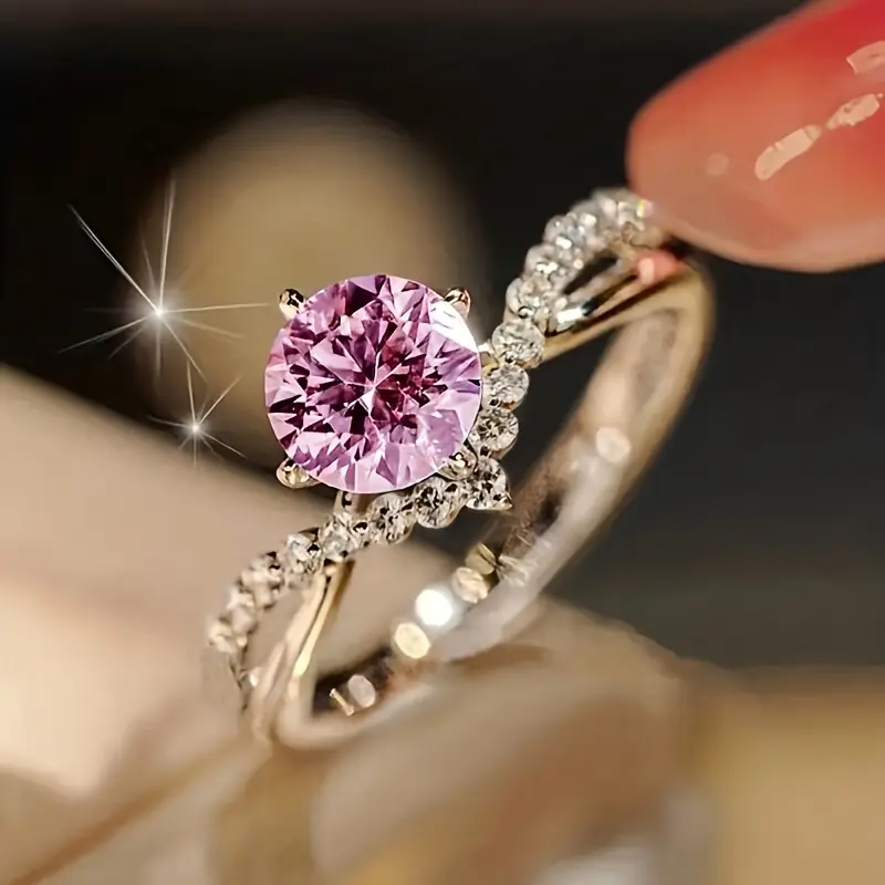 Bague exotique en cristal rose