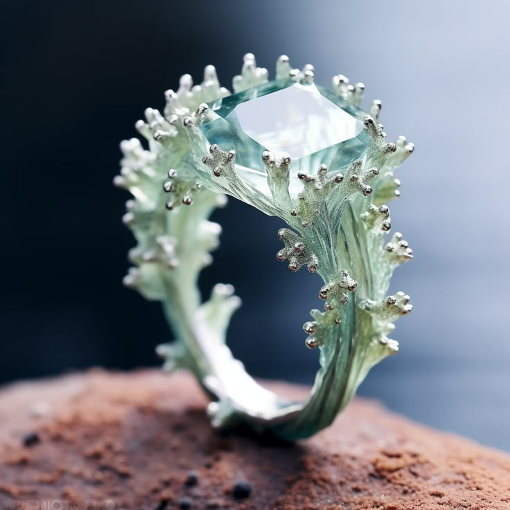 Bague exotique en turquoise et corail