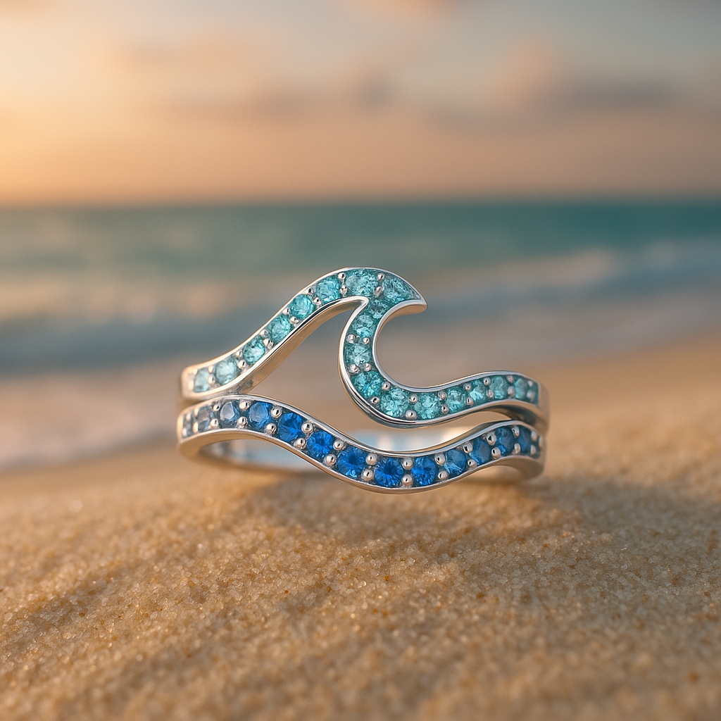 Bague ondulée en opale brillante