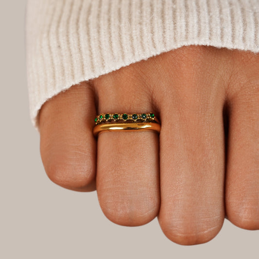 Marissa Emerald Green Layered Ring (bague superposée vert émeraude)