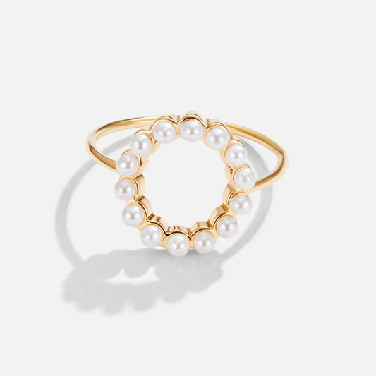 Bague classique Sabrina à perles rondes