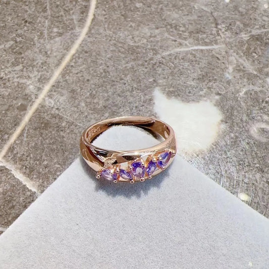 Bague en or en cristal creux violet