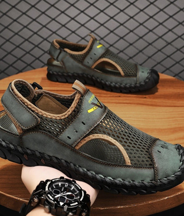 Sandales de sport pour homme en maille respirante couleur camel - Mirox