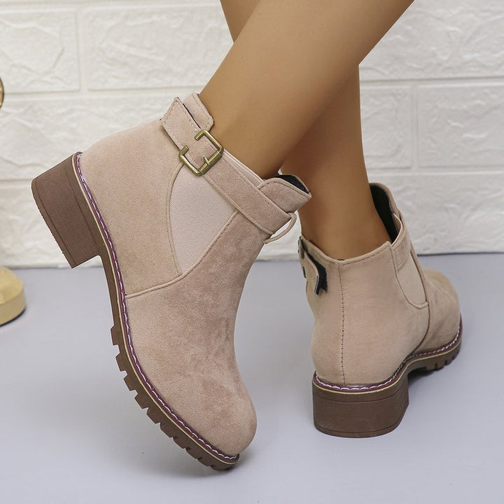 Ginna - Bottines Femme à Talon Bas et Épais