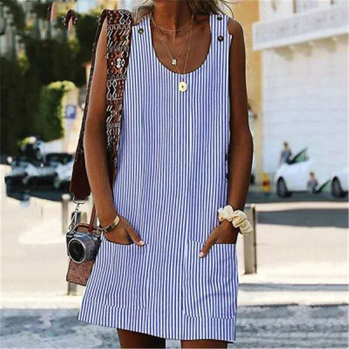 Robe courte à bretelles rayées pour femmes, style décontracté - Liora