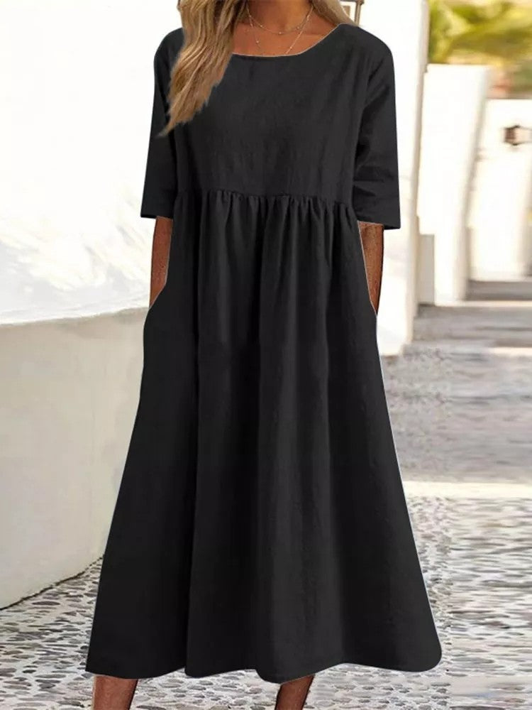 Urna - robe midi à demi-manches