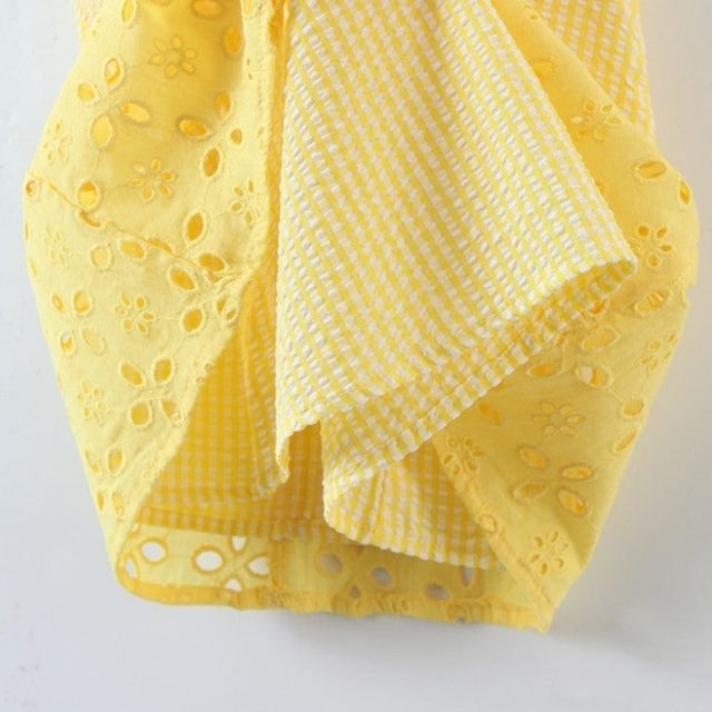 Liana - Robe jaune avec broderie