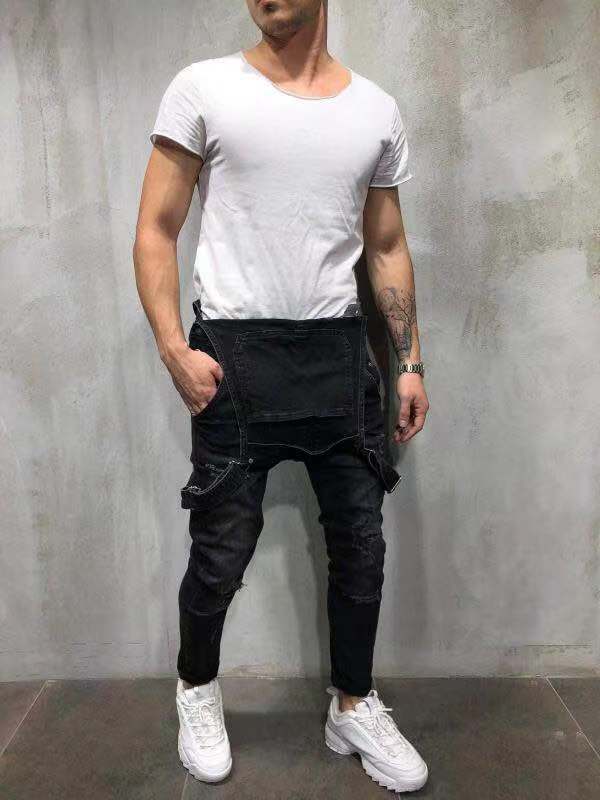 Salopette en denim extensible coupe skinny pour homme