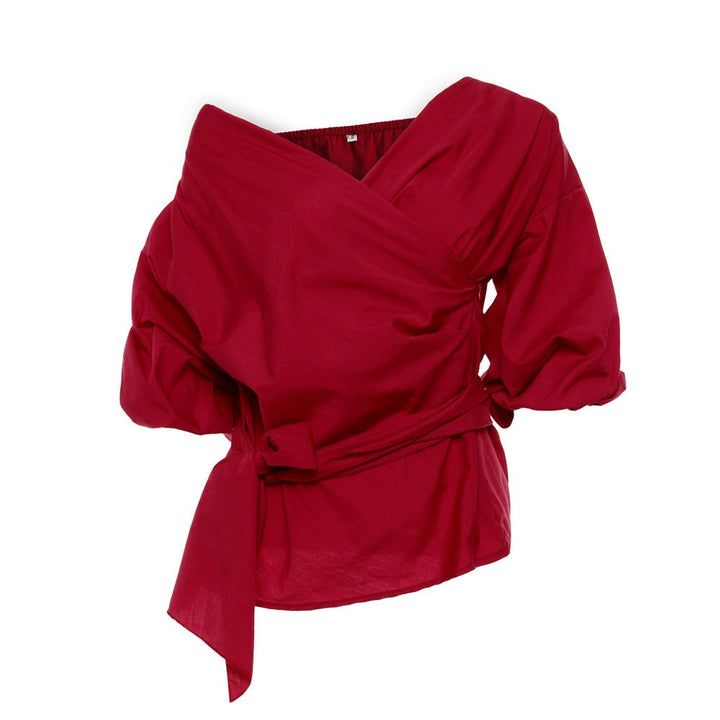 Noelle - Blouse courte croisée en dentelle
