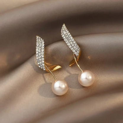 Boucles D Oreilles Pendantes Goutte Perles Dorées Édition Limitée Collection Prestige
