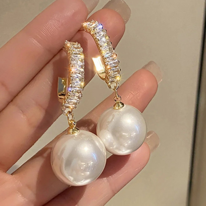 Boucles D'Oreilles Perles Et Zircon Cubique Collection Couture Exclusivité