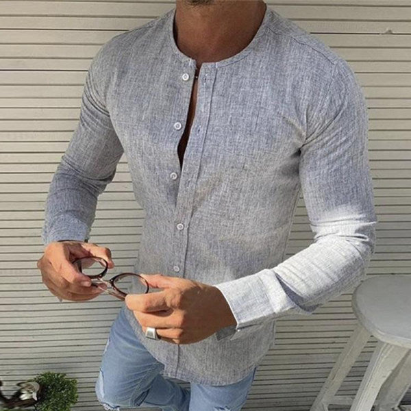 Chemise élégante en coton à manches longues pour hommes