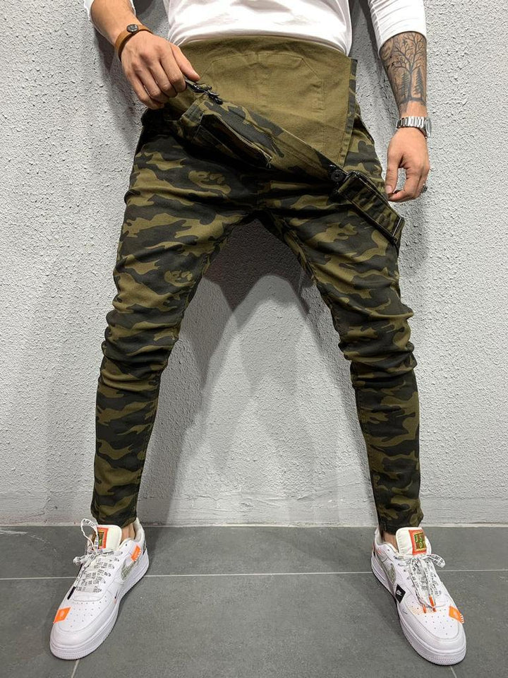 Salopette en jean coupe skinny avec poche à rabat pour homme