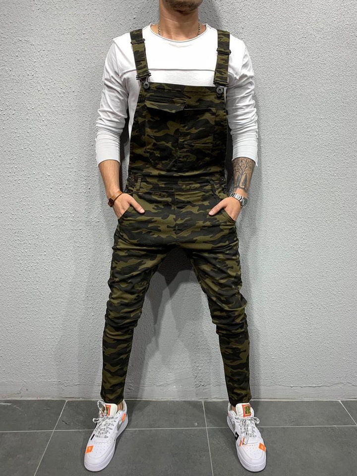 Salopette en jean coupe skinny avec poche à rabat pour homme