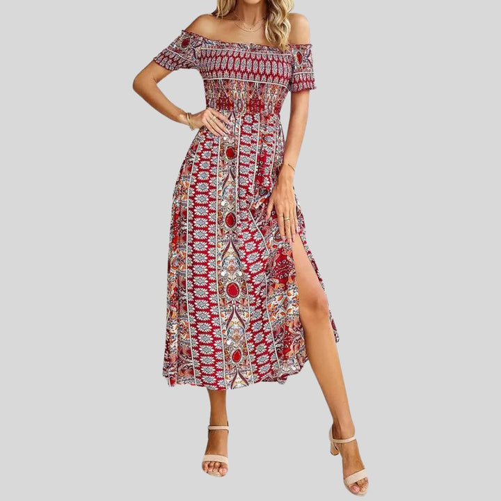 Aurora - Robe longue boho à épaules dénudées et à volants