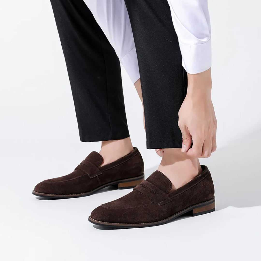 Mocassins classiques en cuir velours marron pour hommes - Lancaster