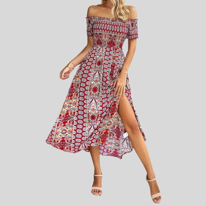 Aurora - Robe longue boho à épaules dénudées et à volants