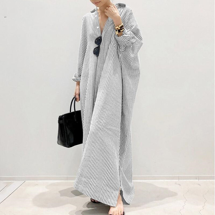 Yemaya - Robe longue oversize à rayures