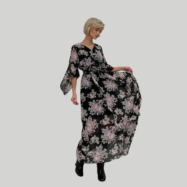 Norian - Robe midi florale avec décolleté en V