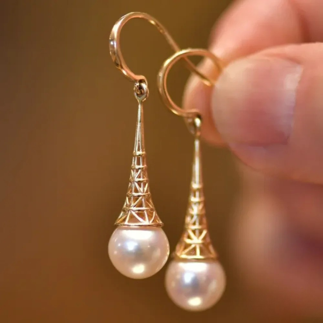Boucles D Oreilles Perles Dorées Collection Zeitlose Édition Exclusive