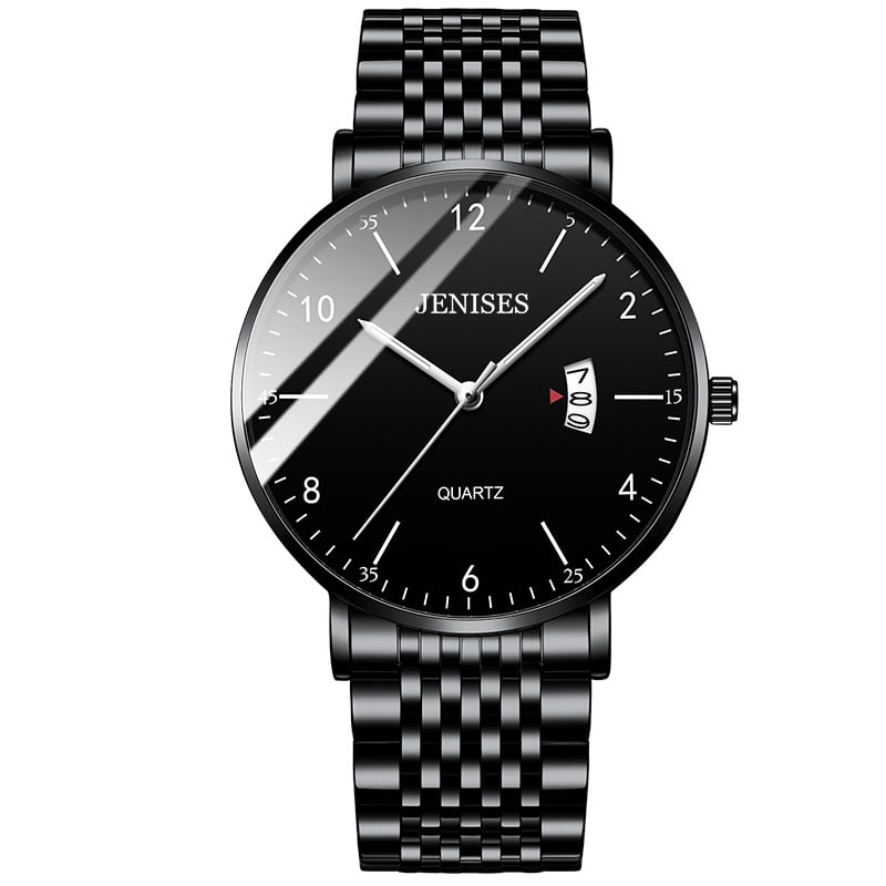 Montre Homme En Acier Inoxydable Cadran Numéroté Avec Grande Lisibilité, Boîtier Fin Et Bracelet À Maillons