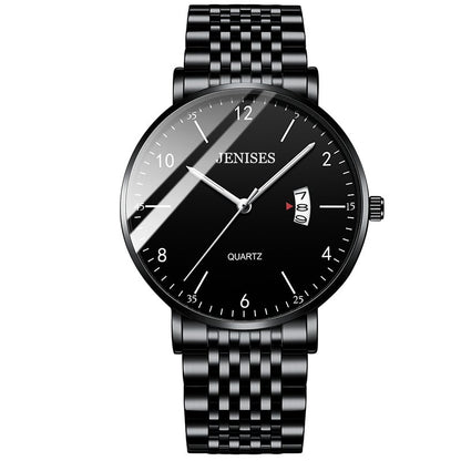 Montre Homme En Acier Inoxydable Cadran Numéroté Avec Grande Lisibilité, Boîtier Fin Et Bracelet À Maillons