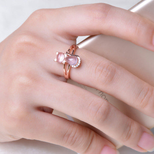 Bague en cristal de chat pour femme - Liora