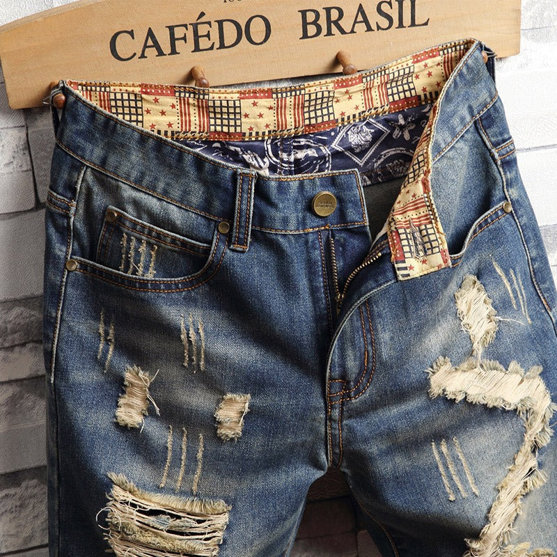 Short en denim pour homme style urbain effiloché - Bruno