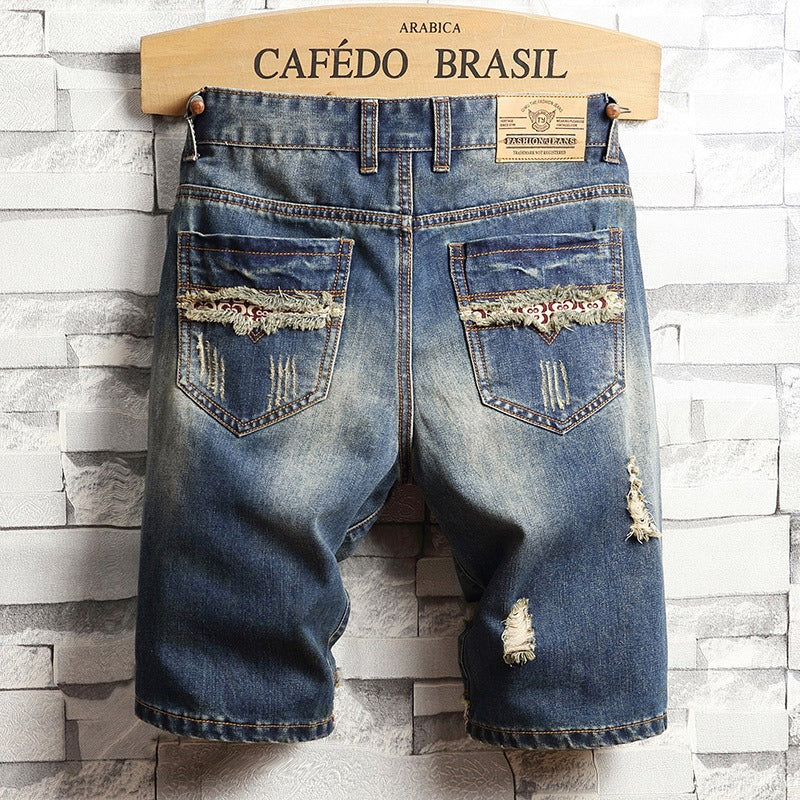 Short en denim pour homme style urbain effiloché - Bruno