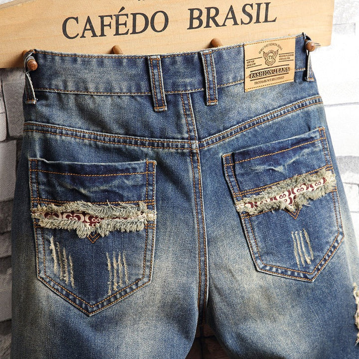 Short en denim pour homme style urbain effiloché - Bruno