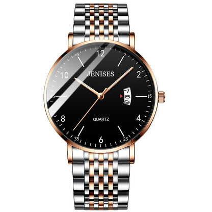 Montre Homme En Acier Inoxydable Cadran Numéroté Avec Grande Lisibilité, Boîtier Fin Et Bracelet À Maillons